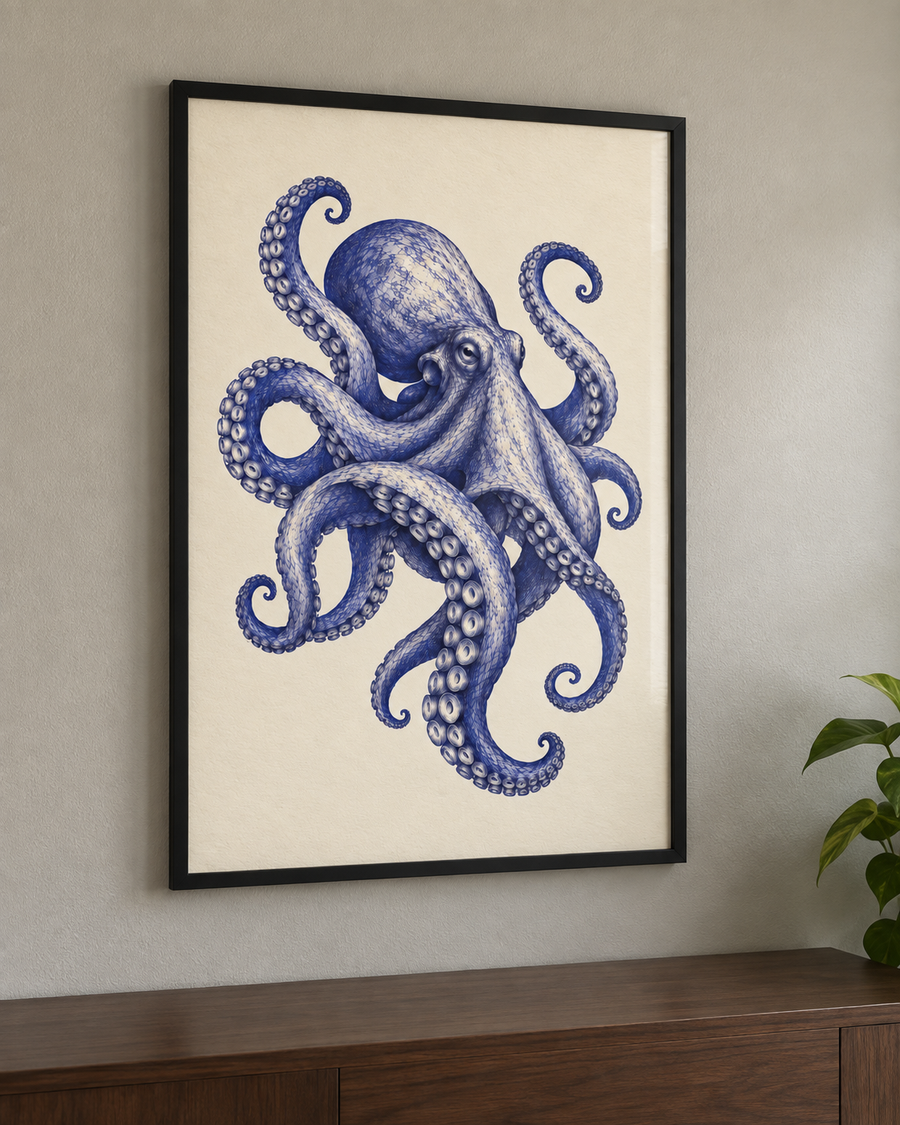 Keeper of the Deep — Octopus Biro Art Print